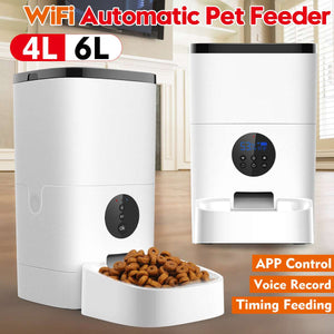 Wifi/ Button Version Pet Automatic Feeder 4L/6L Pet Food Dispenser APP Control Voice Recording LCD Screen Dog Food Bowls Timer